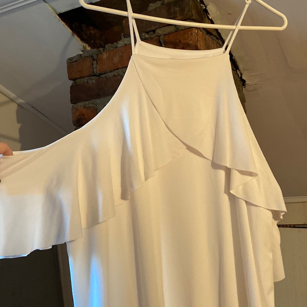 Cato white spaghetti strap dress with ruffles